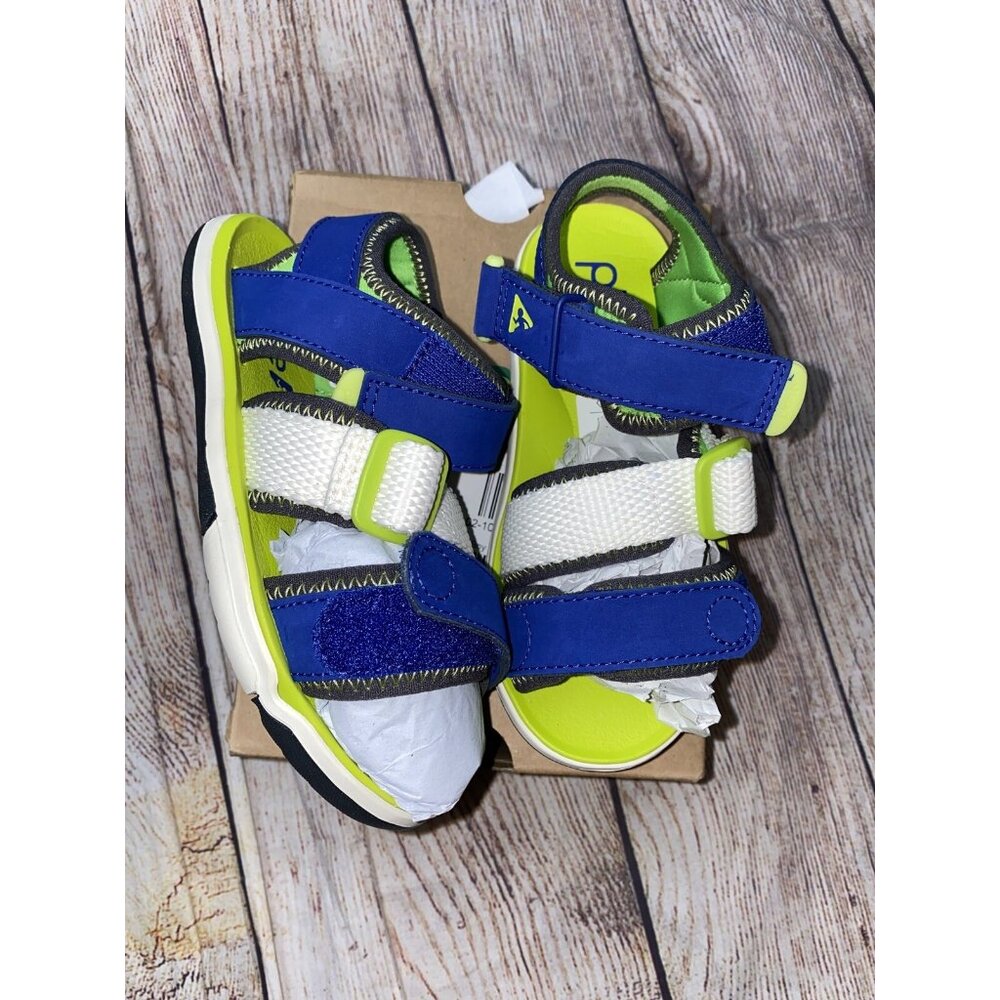 Plae Wes 10K Flux Blue Lime Sandals NEW